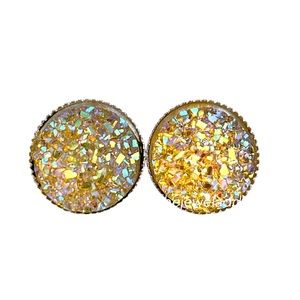 3 for 15🎀yellow flat Drusy style silver earrings